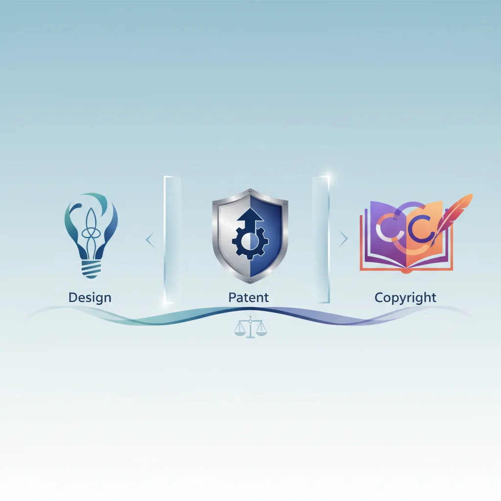 different between design, patent and copyright